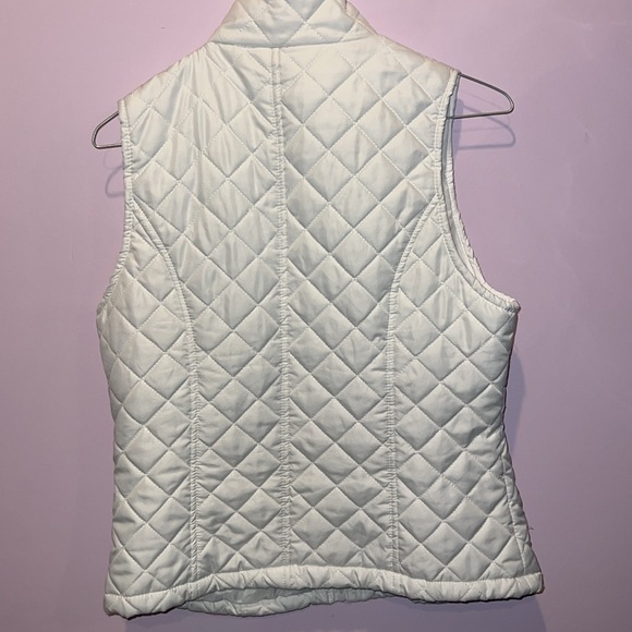 Laura‎ Scott Women Quilted Vest White Full Zip Stand Collar Pockets Sleeveless M - Picture 6 of 7